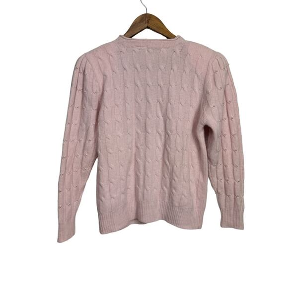 Vintage Yarn Works Lambswool and Angora Blend Pink Pearl Studded Sweater - Picture 2 of 10